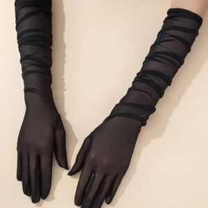 Black mesh gloves for women